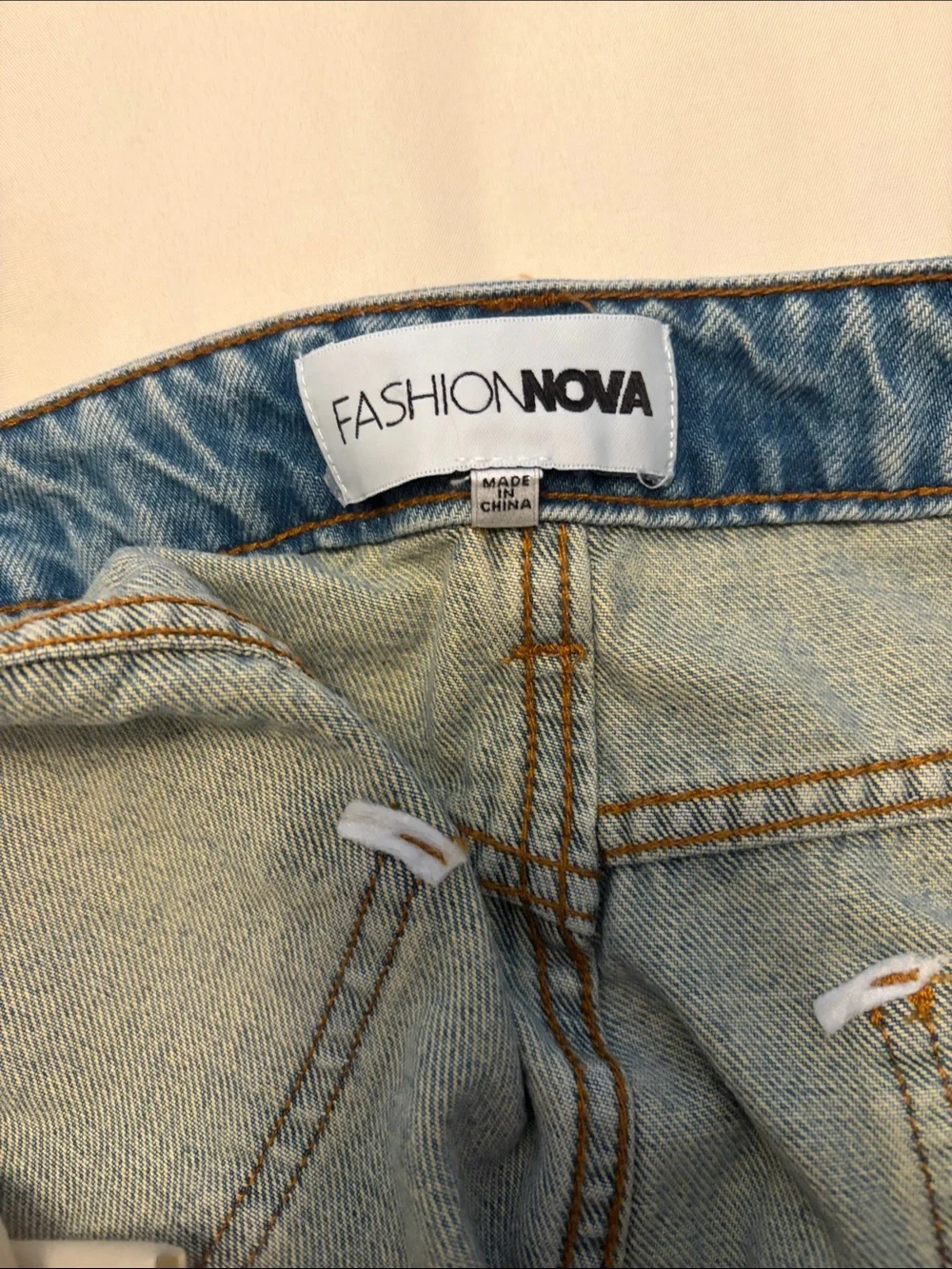 Fashion Nova Light Blue Distressed Denim Jean Shorts